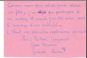 Les remerciements de Laura