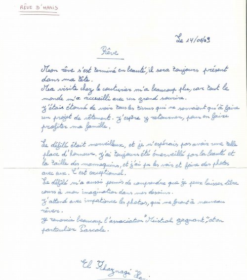 Lettre d'Haris