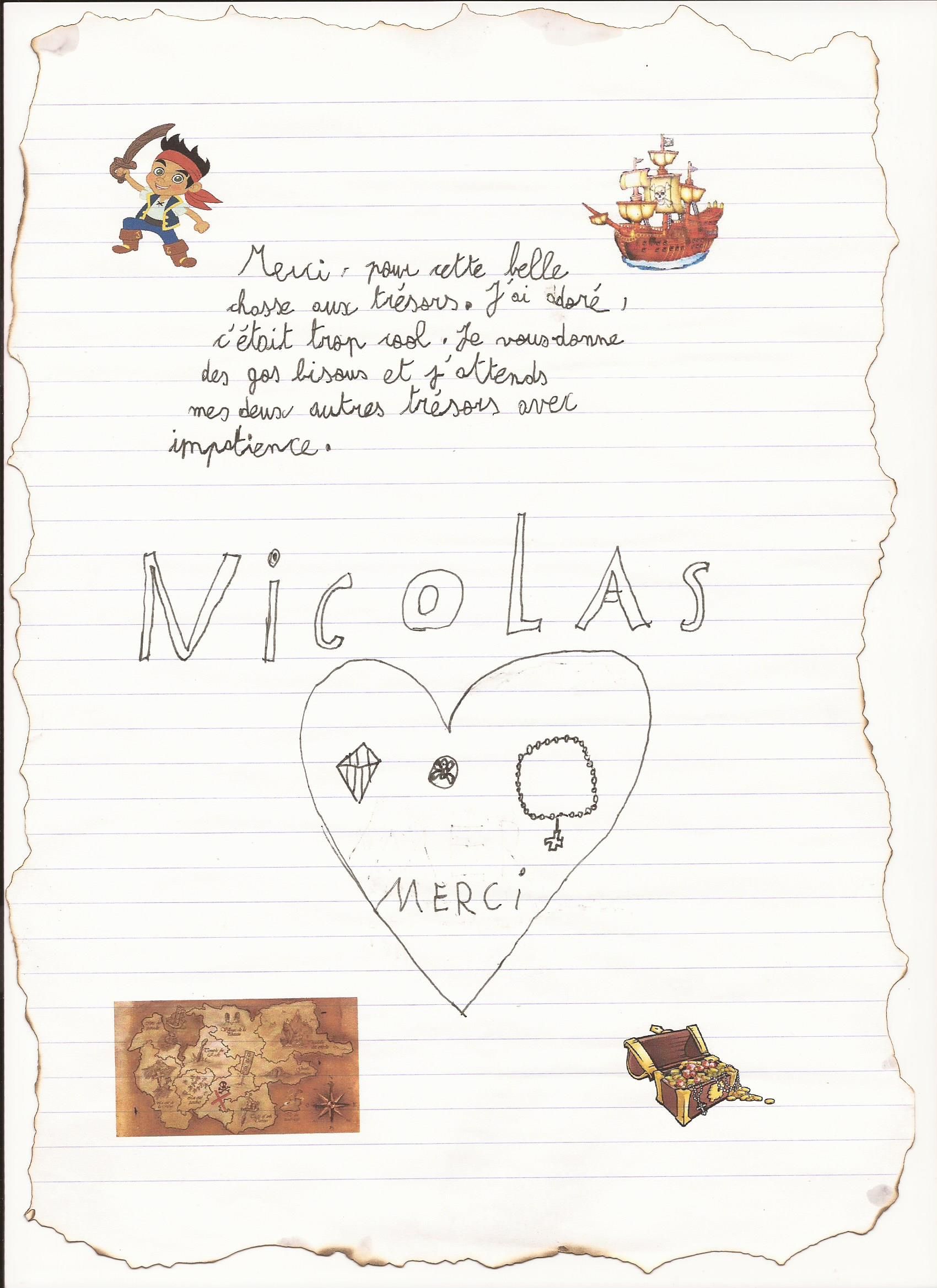 Les remerciements de Nicolas